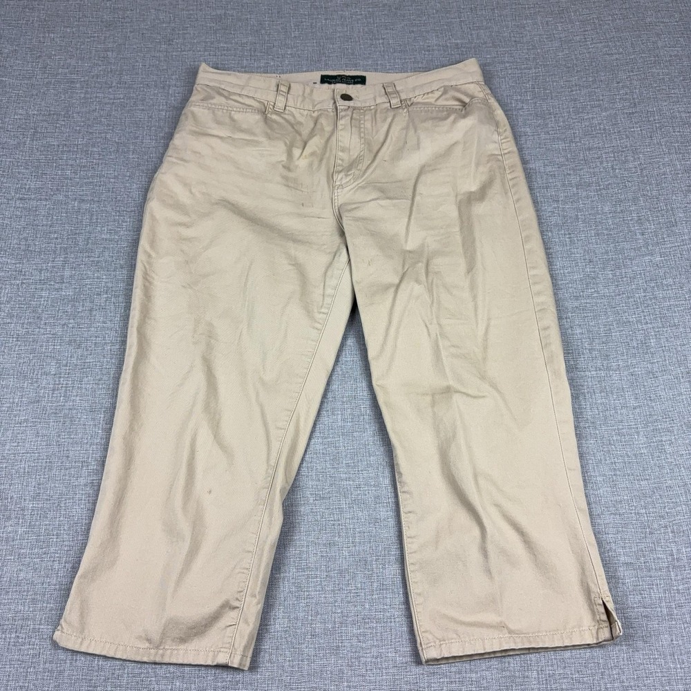 Lauren Ralph Lauren Capri Pants Womens 8 Beige Twill Relaxed Crop Pockets Casual